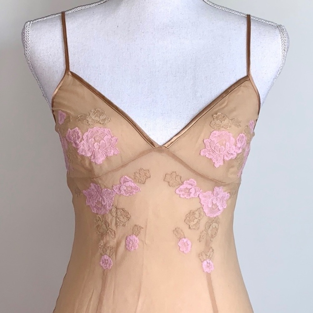 Victoria’s Secret Nude Embroidered Silk Maxi Slip - Picture 3 of 13